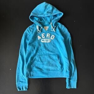 Blue y2k embroidered aeropostale hoodie